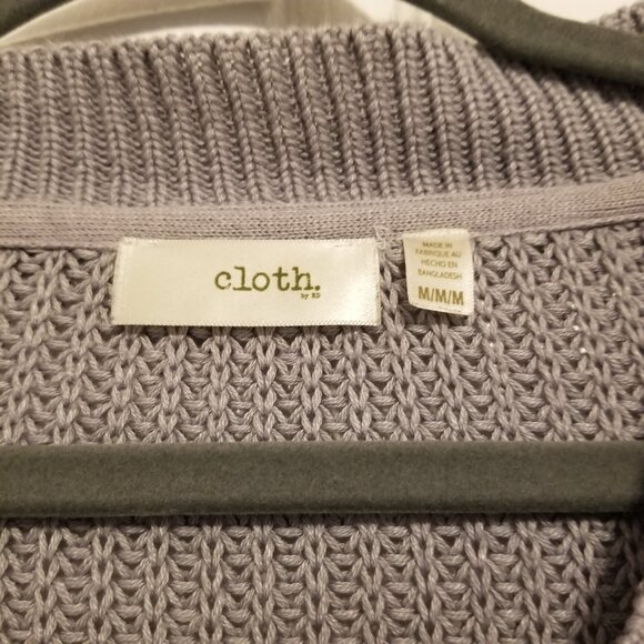 Purplish Grey Knit Cropped Sweater V-Neck Cotton Mix Medium Jumper Cozy Cloth - Picture 3 of 11